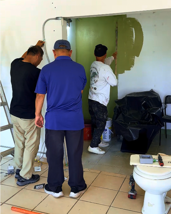 The Almond Tree Center team preparing the interior