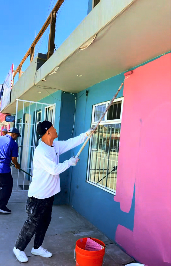The Almond Tree Center team preparing the exterior