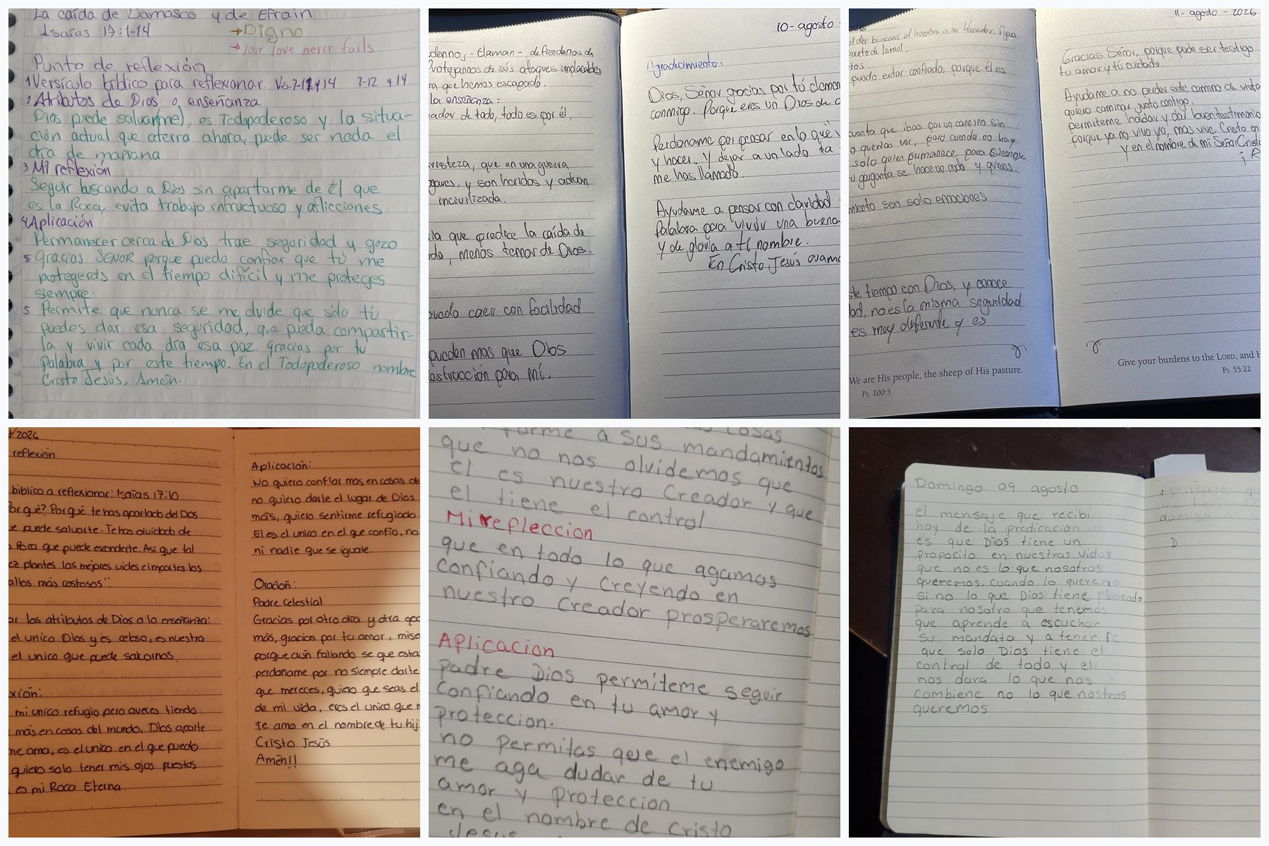 A collection of Bible reflection and prayer journals written by members of Esperanza Church