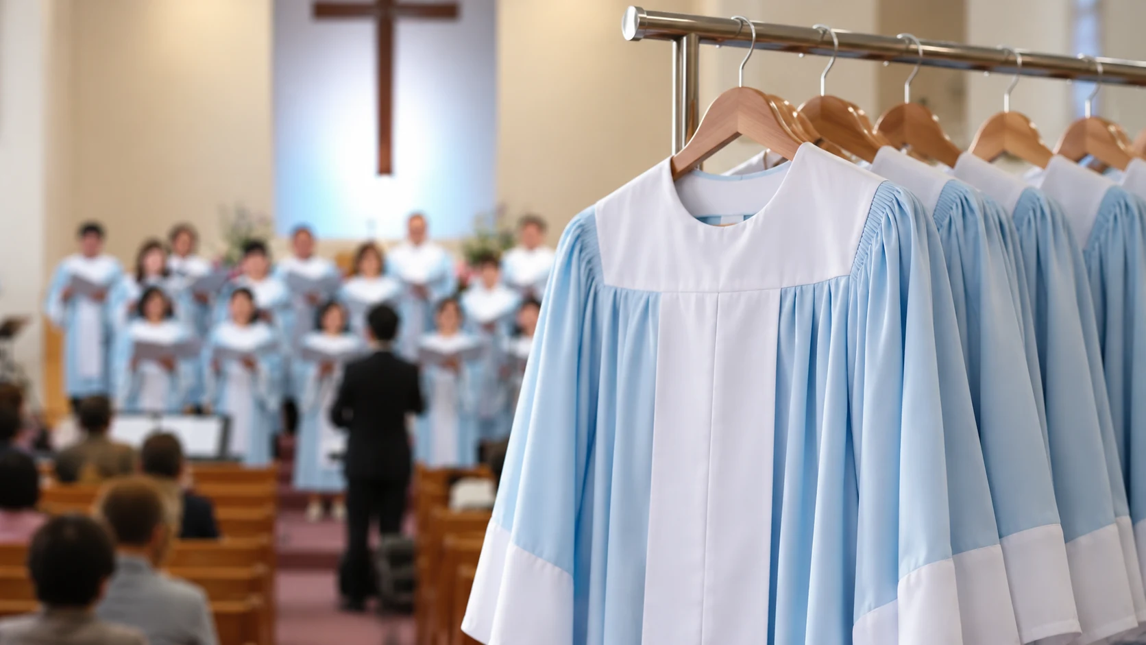 A choir robe prepared as a baptism gown